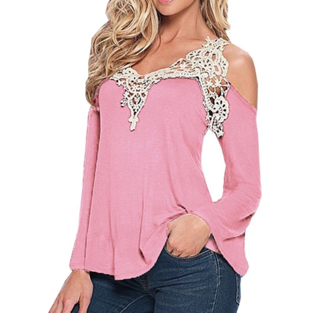 ➕"Clemma" Floral Lace Cold Shoulder Top➕ - Picture 3 of 5